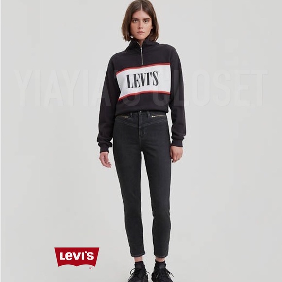 Levi's 32 Women's 721 High-Rise Skinny Zip-Front Ankle Jeans - Black - Picture 1 of 14